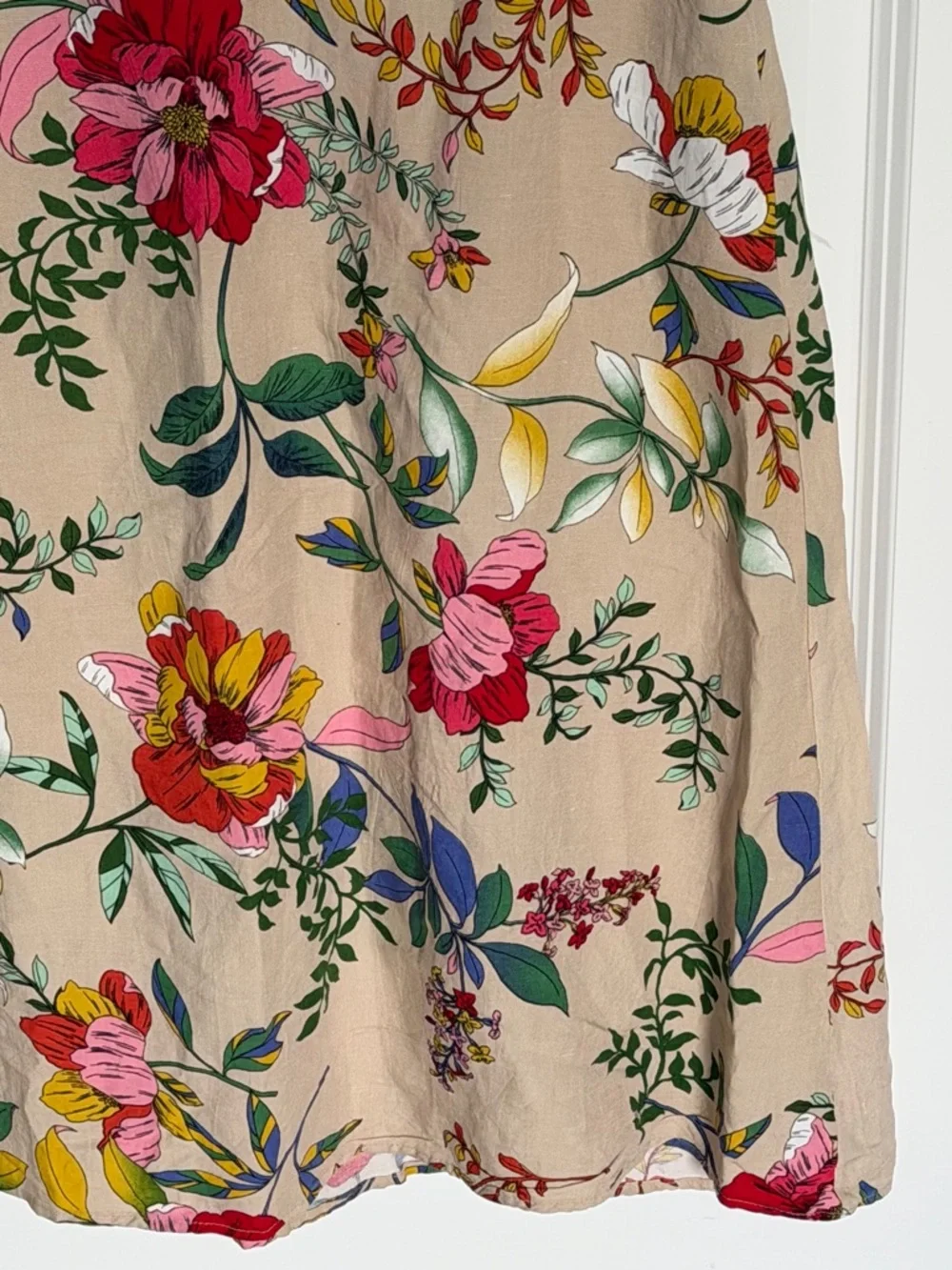 McLLINI Beige Floral A-Line Midi Skirt Size 8 54962